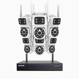 WCDS400 - 4MP 8 Channel 6 Dual-Lens WiFi Cameras Outdoor Wireless NVR Security System, 2.4G/5G Dual-Band WiFi, 350° Pan & 90° Tilt, Dual-Light Night Vision, Motion Detection, Two-Way Audio, Works with Alexa