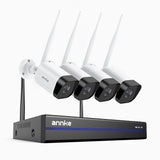 WS800 - 8MP Ultra HD 8 Channel 4 Cameras Wireless NVR Security System, 2.4/5.8G Dual-Band WiFi Pro, Human Motion Detection, Two-Way Audio, Night Vision, Works with Alexa