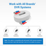 Fire Rated 100% UL-Certified 30 m/100 ft All-in-One BNC Video Power Cables