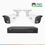 NightChroma<sup>TM</sup> NAK200 - 1080P 4 Channel 2 Cameras Wired CCTV System, Acme Colour Night Vision, f/1.0 Super Aperture, 0.001 Lux, 121° FoV, Active Alignment