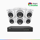 NightChroma<sup>TM</sup> NAK200 - 1080P 8 Channel 6 Cameras Wired CCTV System, Acme Colour Night Vision, f/1.0 Super Aperture, 0.001 Lux, 121° FoV, Active Alignment