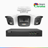 NightChroma<sup>TM</sup> NAK200 - 1080P 8 Channel 3 Cameras Wired CCTV System, Acme Colour Night Vision, f/1.0 Super Aperture, 0.001 Lux, 121° FoV, Active Alignment
