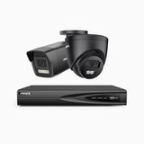 H500P - 3K 4 Channel PoE Security System with 1 Bullet & 1 Turret Cameras, Colour & IR Night Vision, 3072*1728 Resolution, f/1.6 Aperture (0.005 Lux), Human & Vehicle Detection, Built-in Microphone, IP67