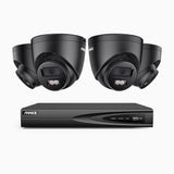 H500P - 3K 4 Channel 4 Cameras PoE Security System, Colour & IR Night Vision, 3072*1728 Resolution, f/1.6 Aperture (0.005 Lux), Human & Vehicle Detection, Built-in Microphone, IP67