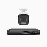 H500P - 3K 4 Channel 1 Camera PoE Security System, Colour & IR Night Vision, 3072*1728 Resolution, f/1.6 Aperture (0.005 Lux), Human & Vehicle Detection, Built-in Microphone, IP67