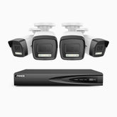 H500P - 3K 4 Channel 4 Cameras PoE Security System, Colour & IR Night Vision, 3072*1728 Resolution, f/1.6 Aperture (0.005 Lux), Human & Vehicle Detection, Built-in Microphone, IP67