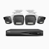 H500P - 3K 4 Channel 4 Cameras PoE Security System, Colour & IR Night Vision, 3072*1728 Resolution, f/1.6 Aperture (0.005 Lux), Human & Vehicle Detection, Built-in Microphone, IP67