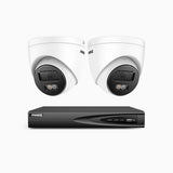 H500P - 3K 4 Channel 2 Cameras PoE Security System, Colour & IR Night Vision, 3072*1728 Resolution, f/1.6 Aperture (0.005 Lux), Human & Vehicle Detection, Built-in Microphone, IP67