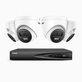 H500P - 3K 4 Channel 4 Cameras PoE Security System, Colour & IR Night Vision, 3072*1728 Resolution, f/1.6 Aperture (0.005 Lux), Human & Vehicle Detection, Built-in Microphone, IP67