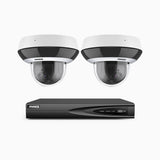 HZ504P - 4 Channel 2 Cameras PTZ PoE Security System, 3K Super HD, 4X Optical Zoom, IK10 & IP67, 2.8-12 mm Lens, Intelligent Behavior Analysis, Colour Night Vision & Anti-Fog