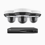 HZ504P - 4 Channel 3 Cameras PTZ PoE Security System, 3K Super HD, 4X Optical Zoom, IK10 & IP67, 2.8-12 mm Lens, Intelligent Behavior Analysis, Colour Night Vision & Anti-Fog