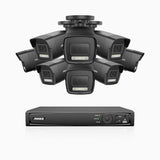 H500P - 3K 16 Channel 8 Cameras PoE Security System, Colour & IR Night Vision, 3072*1728 Resolution, f/1.6 Aperture (0.005 Lux), Human & Vehicle Detection, Built-in Microphone, IP67