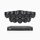 H500P - 3K 16 Channel 12 Cameras PoE Security System, Colour & IR Night Vision, 3072*1728 Resolution, f/1.6 Aperture (0.005 Lux), Human & Vehicle Detection, Built-in Microphone, IP67