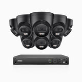 H500P - 3K 16 Channel 8 Cameras PoE Security System, Colour & IR Night Vision, 3072*1728 Resolution, f/1.6 Aperture (0.005 Lux), Human & Vehicle Detection, Built-in Microphone, IP67