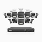 H500P - 3K 16 Channel 12 Cameras PoE Security System, Colour & IR Night Vision, 3072*1728 Resolution, f/1.6 Aperture (0.005 Lux), Human & Vehicle Detection, Built-in Microphone, IP67