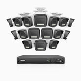 H500P - 3K 16 Channel 16 Cameras PoE Security System, Colour & IR Night Vision, 3072*1728 Resolution, f/1.6 Aperture (0.005 Lux), Human & Vehicle Detection, Built-in Microphone, IP67