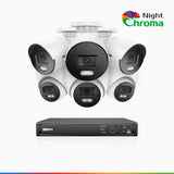 NightChroma<sup>TM</sup> NCK500 - 3K 8 Channel PoE CCTV System with 3 Bullet & 3 Turret Cameras, Acme Colour Night Vision, f/1.0 Super Aperture, Active Alignment, Built-in Mic & SD Card Slot, All-Metal Housing