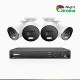 NightChroma<sup>TM</sup> NCK500 - 3K 8 Channel 4 Cameras Acme Colour Night Vision PoE CCTV System, f/1.0 Super Aperture, Active Alignment, Built-in Mic & SD Card Slot , All-Metal Housing