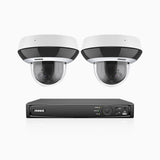 HZ504P - 8 Channel 2 Cameras PTZ PoE Security System, 3K Super HD, 4X Optical Zoom, IK10 & IP67, 2.8-12 mm Lens, Intelligent Behavior Analysis, Colour Night Vision & Anti-Fog