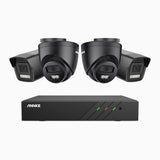 H500P - 3K 8 Channel PoE Security System with 2 Bullet & 2 Turret Cameras, Colour & IR Night Vision, 3072*1728 Resolution, f/1.6 Aperture (0.005 Lux), Human & Vehicle Detection, Built-in Microphone, IP67