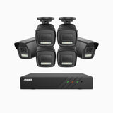 H500P - 3K 8 Channel 6 Cameras PoE Security System, Colour & IR Night Vision, 3072*1728 Resolution, f/1.6 Aperture (0.005 Lux), Human & Vehicle Detection, Built-in Microphone, IP67