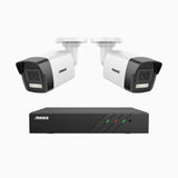 H500P - 3K 8 Channel 2 Cameras PoE Security System, Colour & IR Night Vision, 3072*1728 Resolution, f/1.6 Aperture (0.005 Lux), Human & Vehicle Detection, Built-in Microphone, IP67