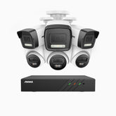 H500P - 3K 8 Channel PoE Security System with 3 Bullet & 3 Turret Cameras, Colour & IR Night Vision, 3072*1728 Resolution, f/1.6 Aperture (0.005 Lux), Human & Vehicle Detection, Built-in Microphone, IP67