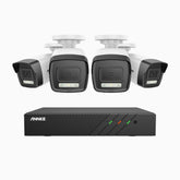 H500P - 3K 8 Channel 4 Cameras PoE Security System, Colour & IR Night Vision, 3072*1728 Resolution, f/1.6 Aperture (0.005 Lux), Human & Vehicle Detection, Built-in Microphone, IP67