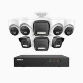H500P - 3K 8 Channel PoE Security System with 4 Bullet & 4 Turret Cameras, Colour & IR Night Vision, 3072*1728 Resolution, f/1.6 Aperture (0.005 Lux), Human & Vehicle Detection, Built-in Microphone, IP67