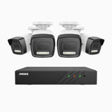 H500P - 3K 8 Channel 4 Cameras PoE Security System, Colour & IR Night Vision, 3072*1728 Resolution, f/1.6 Aperture (0.005 Lux), Human & Vehicle Detection, Built-in Microphone, IP67
