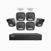 H500P - 3K 8 Channel 6 Cameras PoE Security System, Colour & IR Night Vision, 3072*1728 Resolution, f/1.6 Aperture (0.005 Lux), Human & Vehicle Detection, Built-in Microphone, IP67
