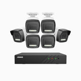 H500P - 3K 8 Channel 6 Cameras PoE Security System, Colour & IR Night Vision, 3072*1728 Resolution, f/1.6 Aperture (0.005 Lux), Human & Vehicle Detection, Built-in Microphone, IP67