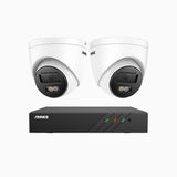 H500P - 3K 8 Channel 2 Cameras PoE Security System, Colour & IR Night Vision, 3072*1728 Resolution, f/1.6 Aperture (0.005 Lux), Human & Vehicle Detection, Built-in Microphone, IP67
