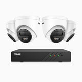 H500P - 3K 8 Channel 4 Cameras PoE Security System, Colour & IR Night Vision, 3072*1728 Resolution, f/1.6 Aperture (0.005 Lux), Human & Vehicle Detection, Built-in Microphone, IP67