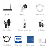 WS300 – 2K Super HD 8 Channel 4 Cameras Wireless NVR CCTV System, Built-in Mic, Human Recognition, Works with Alexa