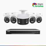 NDCK800 - 8 Channel PoE NVR Security System with Four 4K Cameras & One 4K Dual Lens Panoramic Camera, f/1.0 Super Aperture, Acme Colour Night Vision, Human & Vehicle Detection, Built-in Microphone