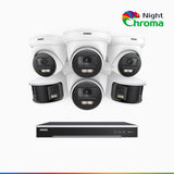 NDCK800 - 8 Channel PoE NVR Security System with Four 4K Cameras & Two 4K Dual Lens Panoramic Camera, f/1.0 Super Aperture, Acme Colour Night Vision, Human & Vehicle Detection, Built-in Microphone