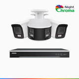 NDCK800 - 8 Channel PoE NVR Security System with Two 4K Cameras & One 4K Dual Lens Panoramic Camera, f/1.0 Super Aperture, Acme Colour Night Vision, Human & Vehicle Detection, Built-in Microphone