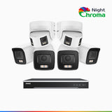 NDCK800 - 8 Channel PoE NVR Security System with Four 4K Cameras & Two 4K Dual Lens Panoramic Camera, f/1.0 Super Aperture, Acme Colour Night Vision, Human & Vehicle Detection, Built-in Microphone