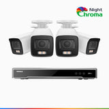 NightChroma<sup>TM</sup> NCK800 – 4K 8 Channel 4 Cameras PoE Security System, f/1.0 Super Aperture, Colour Night Vision, 2CH 4K Decoding Capability, Human & Vehicle Detection, Intelligent Behavior Analysis, Built-in Mic, 124° FoV, All-Metal Housing