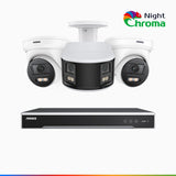 NDCK800 - 8 Channel PoE NVR Security System with Two 4K Cameras & One 4K Dual Lens Panoramic Camera, f/1.0 Super Aperture, Acme Colour Night Vision, Human & Vehicle Detection, Built-in Microphone