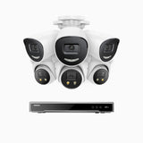H800X - 4K 8 Channel PoE Security System with 3 Bullet & 3 Turret Cameras, 1/1.8'' BSI Sensor, f/1.6 Aperture (0.003 Lux), Siren & Strobe Alarm, 2CH 4K Decoding Capability, Human & Vehicle Detection, Perimeter Protection, All-Metal Housing