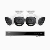 H800X - 4K 8 Channel 4 Cameras PoE Security System, 1/1.8'' BSI Sensor, f/1.6 Aperture (0.003 Lux), Siren & Strobe Alarm, 2CH 4K Decoding Capability, Human & Vehicle Detection, Perimeter Protection, All-Metal Housing