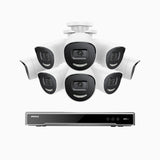 H800X - 4K 8 Channel 8 Cameras PoE Security System, 1/1.8'' BSI Sensor, f/1.6 Aperture (0.003 Lux), Siren & Strobe Alarm, 2CH 4K Decoding Capability, Human & Vehicle Detection, Perimeter Protection, All-Metal Housing