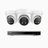 H800X - 4K 8 Channel 3 Cameras PoE Security System, 1/1.8'' BSI Sensor, f/1.6 Aperture (0.003 Lux), Siren & Strobe Alarm, 2CH 4K Decoding Capability, Human & Vehicle Detection, Perimeter Protection, All-Metal Housing