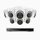 H800X - 4K 8 Channel 8 Cameras PoE Security System, 1/1.8'' BSI Sensor, f/1.6 Aperture (0.003 Lux), Siren & Strobe Alarm, 2CH 4K Decoding Capability, Human & Vehicle Detection, Perimeter Protection, All-Metal Housing