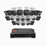 H500 - 5MP 32 Channel PoE Security CCTV System with 12 Bullet & 8 Turret Cameras, EXIR 2.0 Night Vision, Built-in Mic & SD Card Slot, Works with Alexa, 16-Port PoE Switch Included, IP67