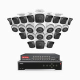 H500 - 5MP 32 Channel PoE Security CCTV System with 14 Bullet & 10 Turret Cameras, EXIR 2.0 Night Vision, Built-in Mic & SD Card Slot, Works with Alexa, 16-Port PoE Switch Included, IP67