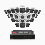 H500 - 5MP 32 Channel PoE Security CCTV System with 18 Bullet & 6 Turret Cameras, EXIR 2.0 Night Vision, Built-in Mic & SD Card Slot, Works with Alexa, 16-Port PoE Switch Included, IP67