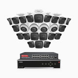 H500 - 5MP 32 Channel PoE Security CCTV System with 20 Bullet & 4 Turret Cameras, EXIR 2.0 Night Vision, Built-in Mic & SD Card Slot, Works with Alexa, 16-Port PoE Switch Included, IP67